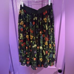 Torrid Black A-Line Skirt with Vibrant Floral Print